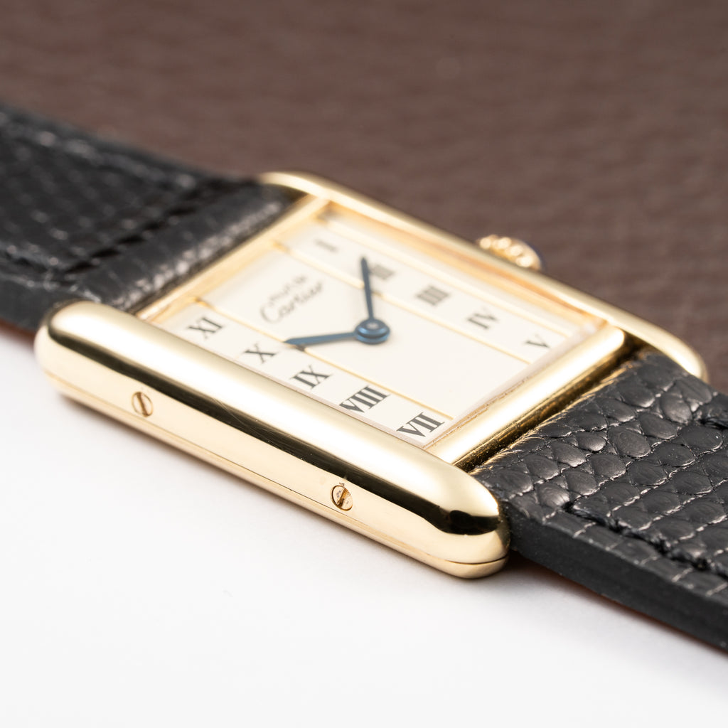 Cartier Tank Must de Vendôme Roman Ivory Column Dial Vermeil PM Ref 557051 from 1990s