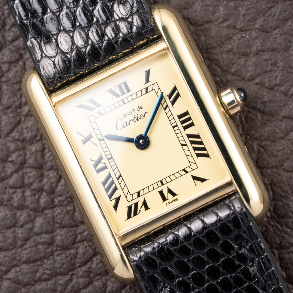 Cartier Tank Must de Lemon Roman Dial Vermeil PM SM Quartz Ref 3 66001 from 1980s