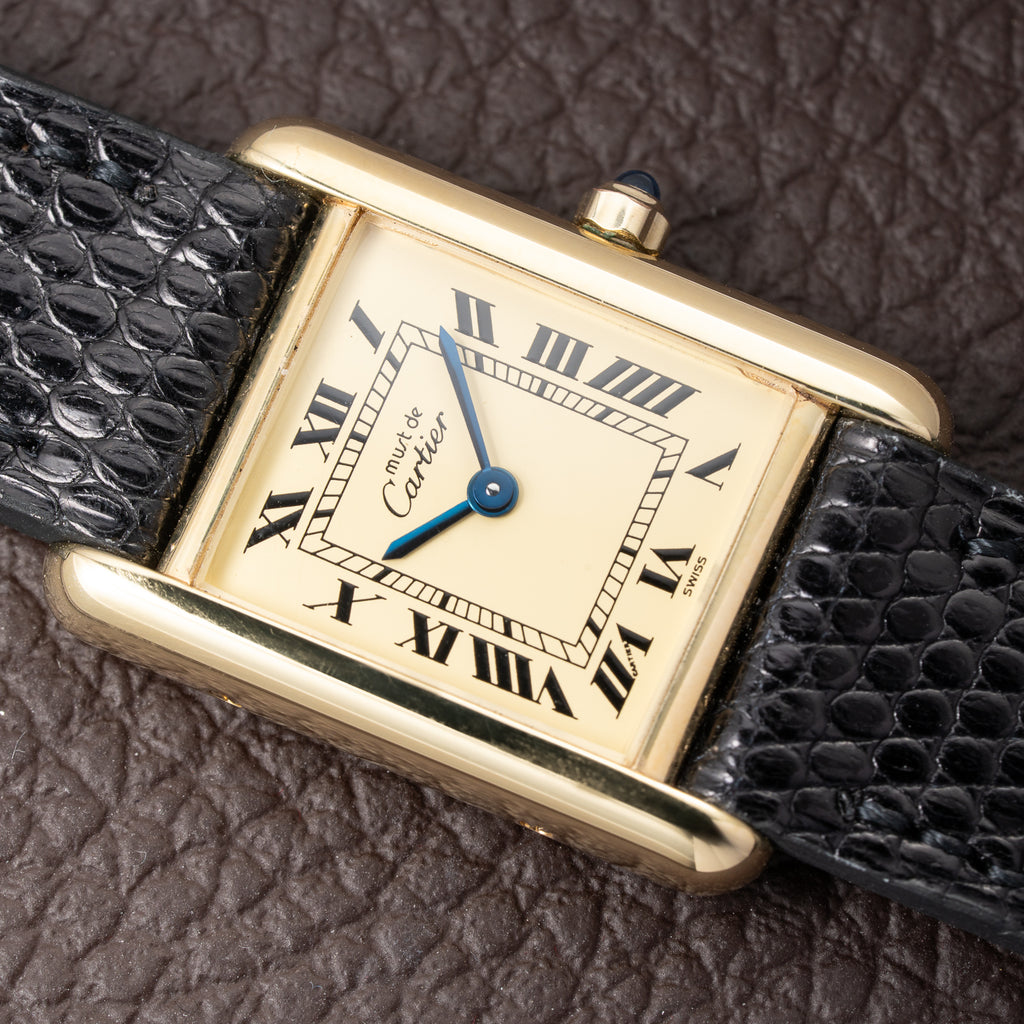 Cartier Tank Must de Lemon Roman Dial Vermeil PM SM Quartz Ref 3 66001 from 1980s