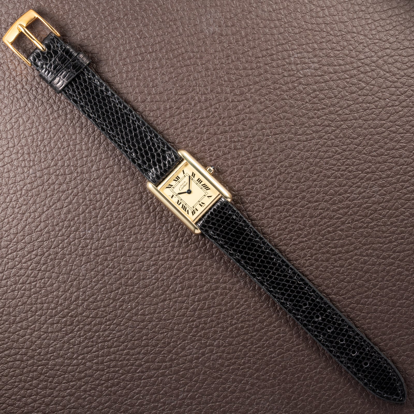 Cartier Tank Must de Lemon Roman Dial Vermeil PM SM Quartz Ref 3 66001 from 1980s