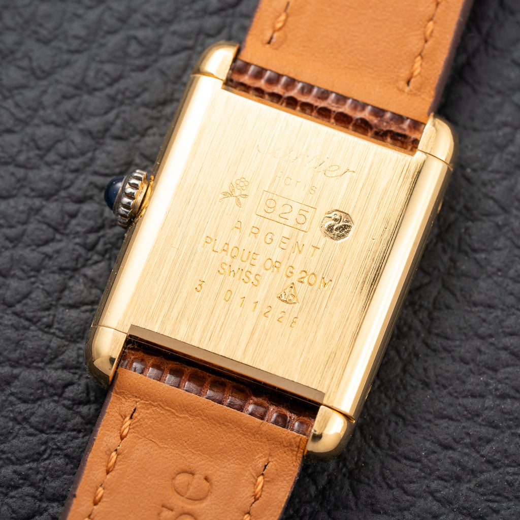 Cartier Tank Must de Vermeil ‘Turtle Shell’ Brown Wood Chocolate Dial PM 1980s
