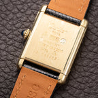 Cartier Tank Must de ‘Turtle Shell’ Brown Wood Dial Vermeil PM SM from 1980s