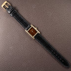 Cartier Tank Must de ‘Turtle Shell’ Brown Wood Dial Vermeil PM SM from 1980s
