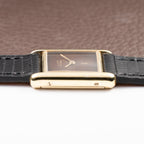Cartier Tank Must de ‘Turtle Shell’ Brown Wood Dial Vermeil PM SM from 1980s