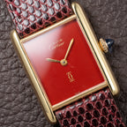 Cartier Tank Must de Vermeil Burgundy Red Dial GM From 1980s