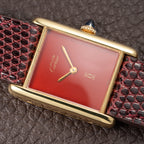 Cartier Tank Must de Vermeil Burgundy Red Dial GM From 1980s