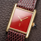 Cartier Tank Must de Vermeil Burgundy Red Dial GM From 1980s