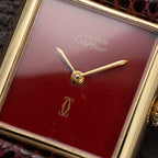 Cartier Tank Must de Vermeil Burgundy Red Dial GM From 1980s