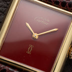 Cartier Tank Must de Vermeil Burgundy Red Dial GM From 1980s