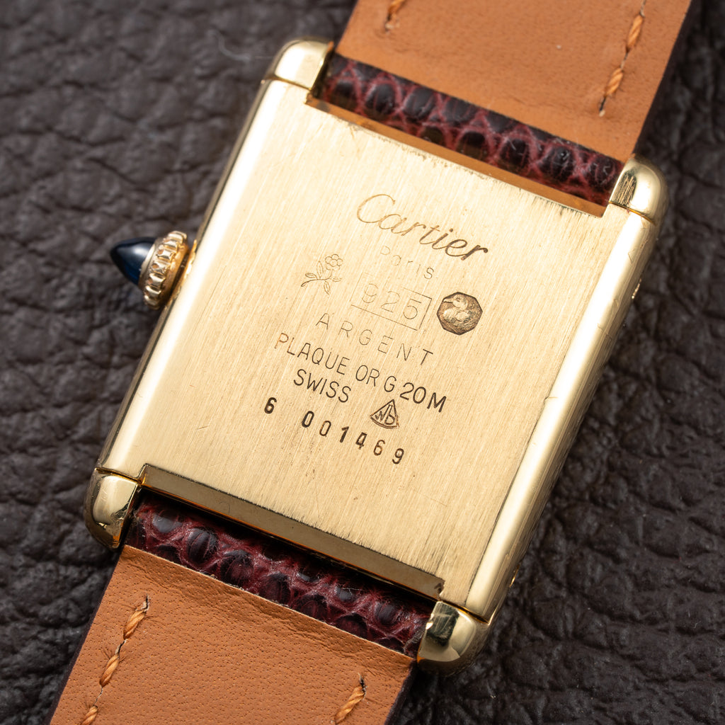 Cartier Tank Must de Vermeil Burgundy Red Dial GM From 1980s