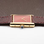 Cartier Tank Must de Vermeil Burgundy Red Dial GM From 1980s