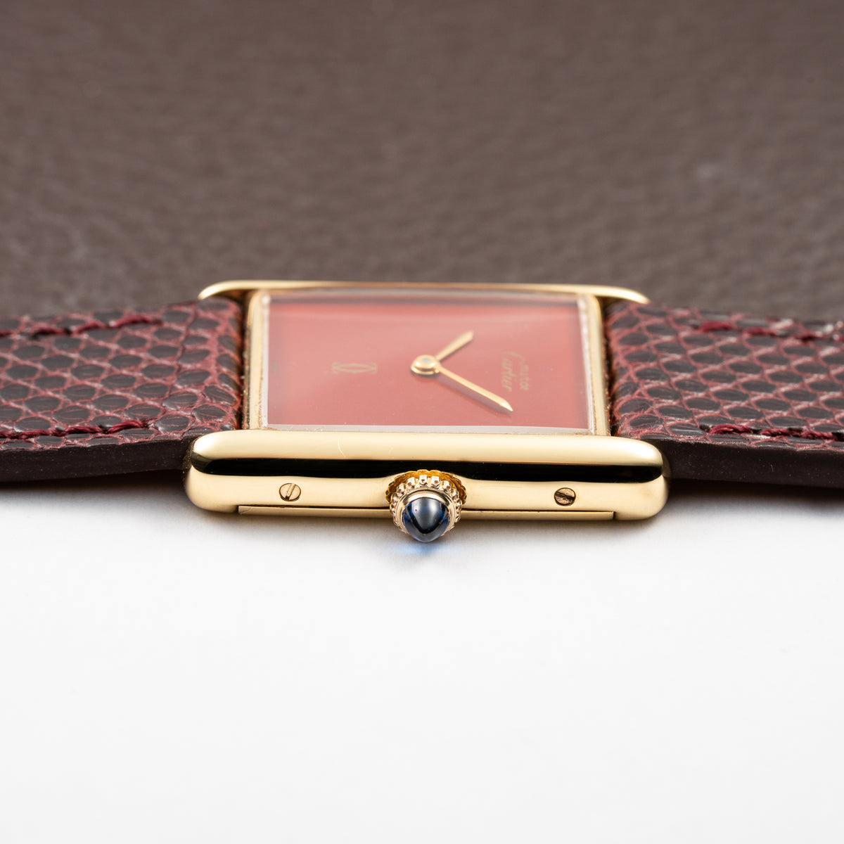 Cartier Tank Must de Vermeil Burgundy Red Dial GM From 1980s