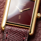 Cartier Must de Tank Vermeil Burgundy Red Dial Reference 3 66001