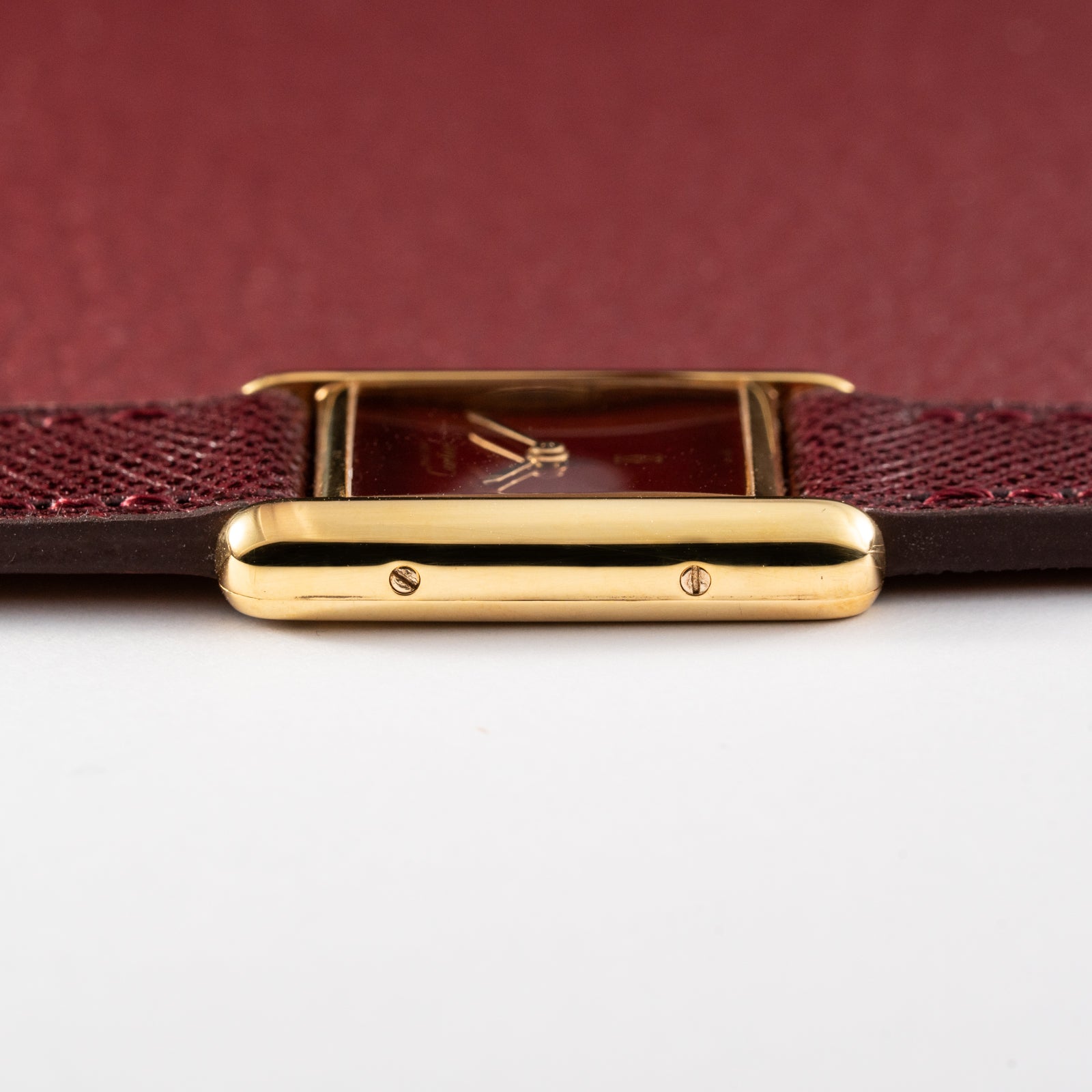 Cartier Must de Tank Vermeil Burgundy Red Dial Reference 3 66001