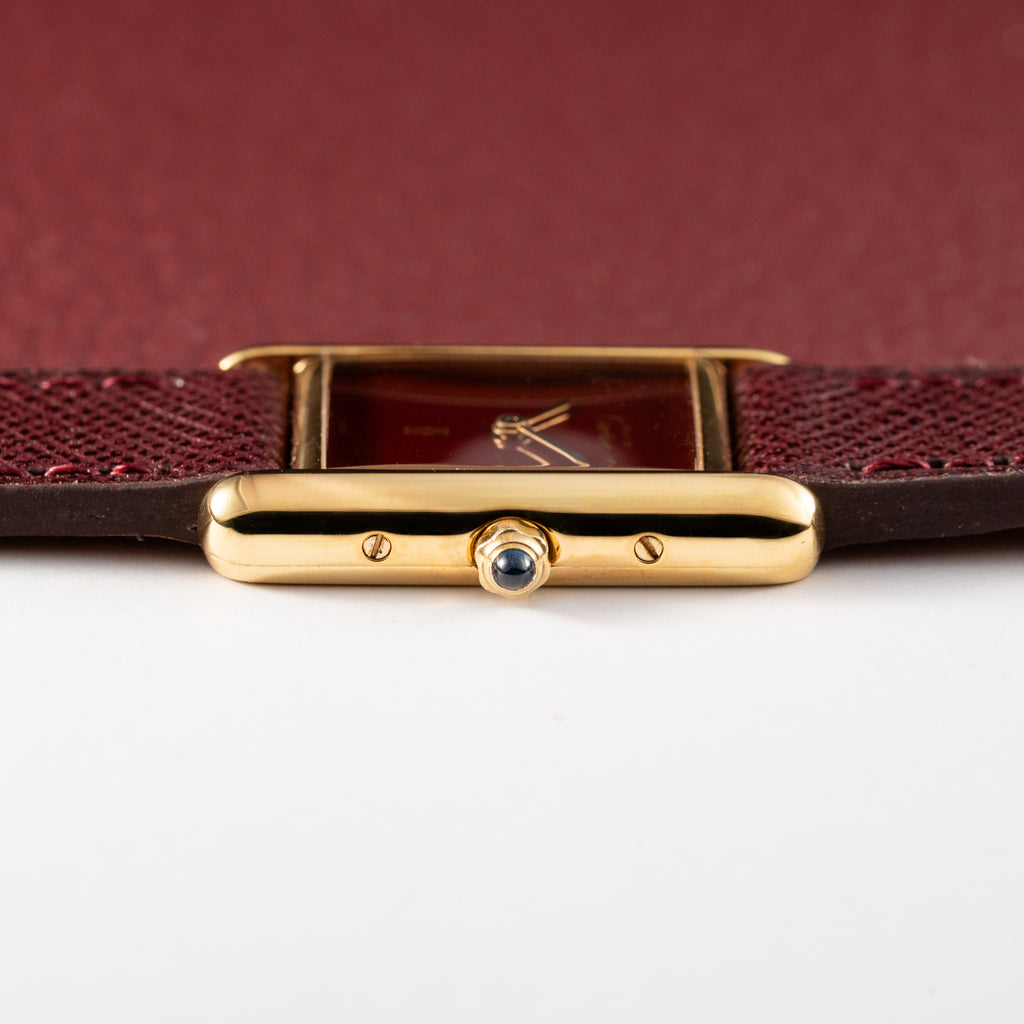 Cartier Must de Tank Vermeil Burgundy Red Dial Reference 3 66001