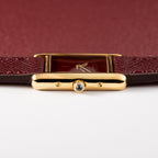 Cartier Must de Tank Vermeil Burgundy Red Dial Reference 3 66001