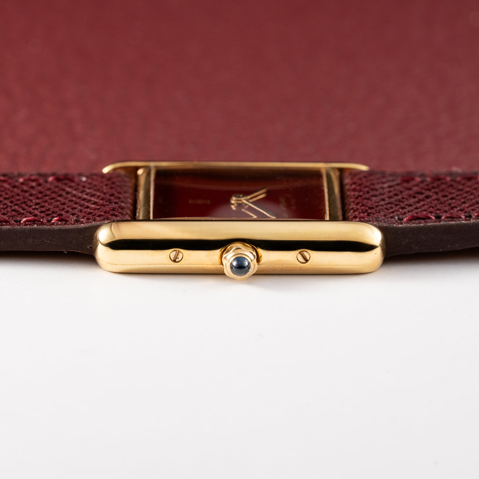 Cartier Must de Tank Vermeil Burgundy Red Dial Reference 3 66001