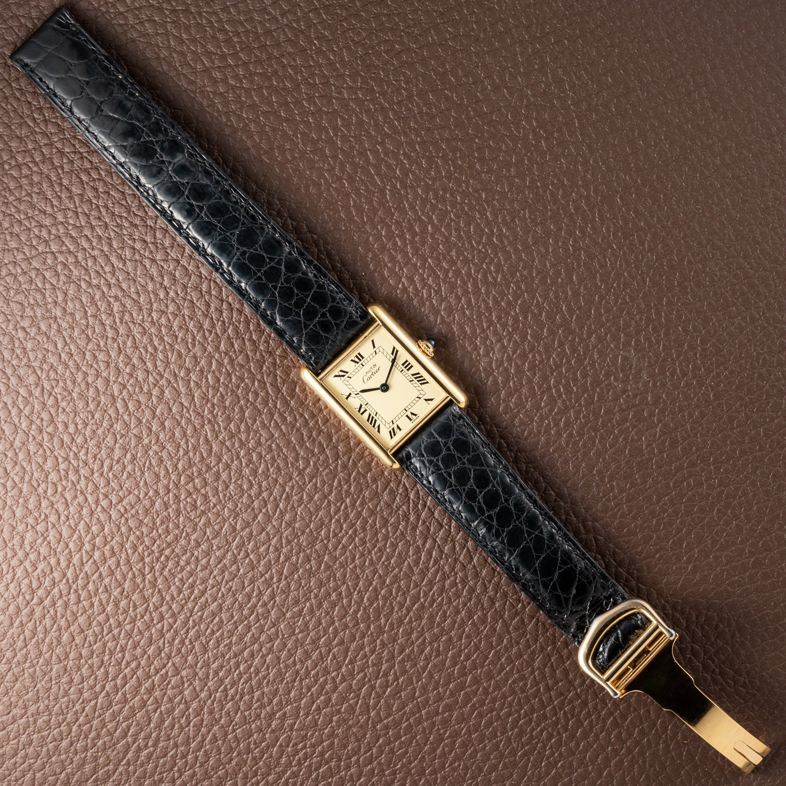 Cartier Must de Tank Vermeil Lemon Roman Dial Reference 590005