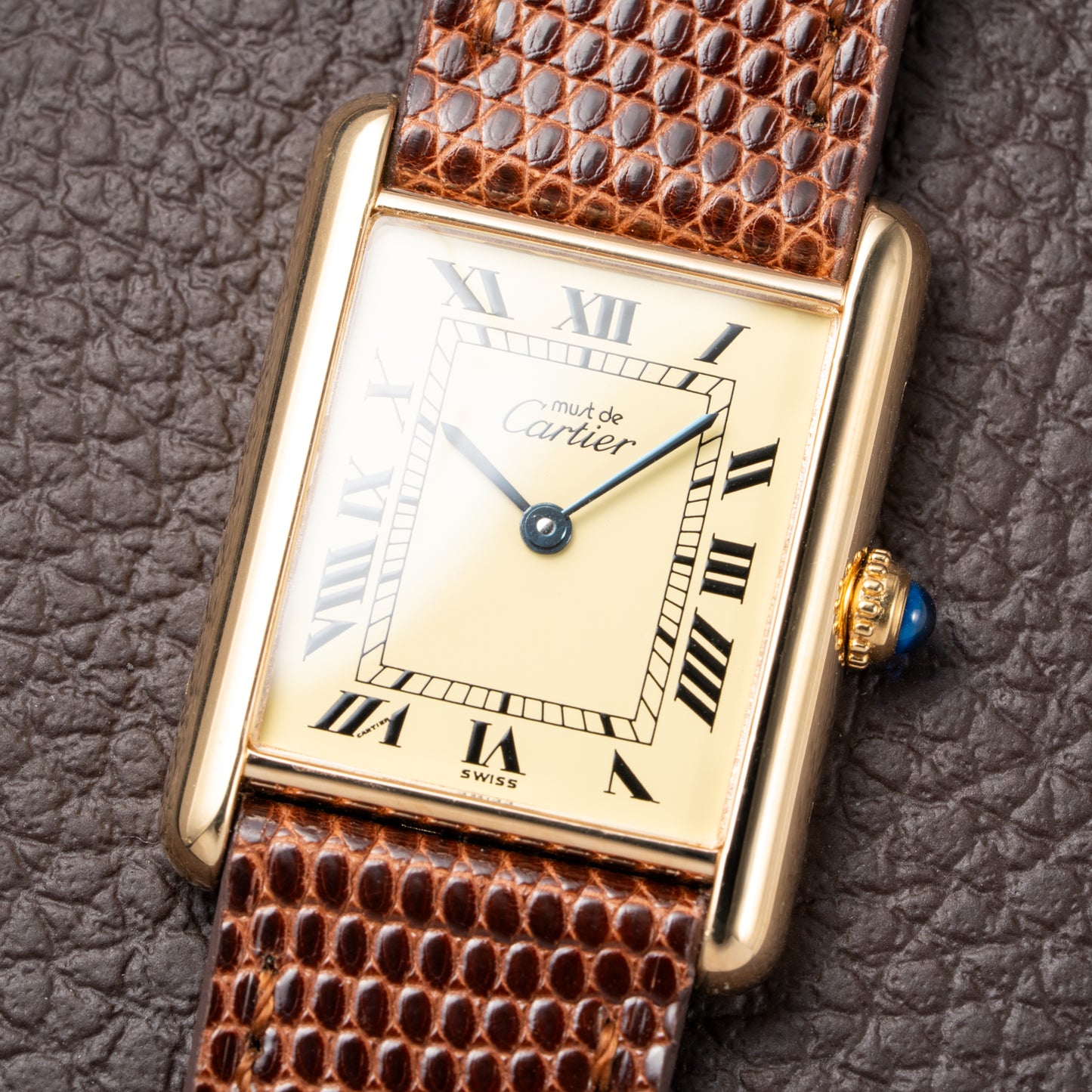 Cartier Tank Must de Vermeil Classic Roman Lemon Dial Ref 590005 from 1990s