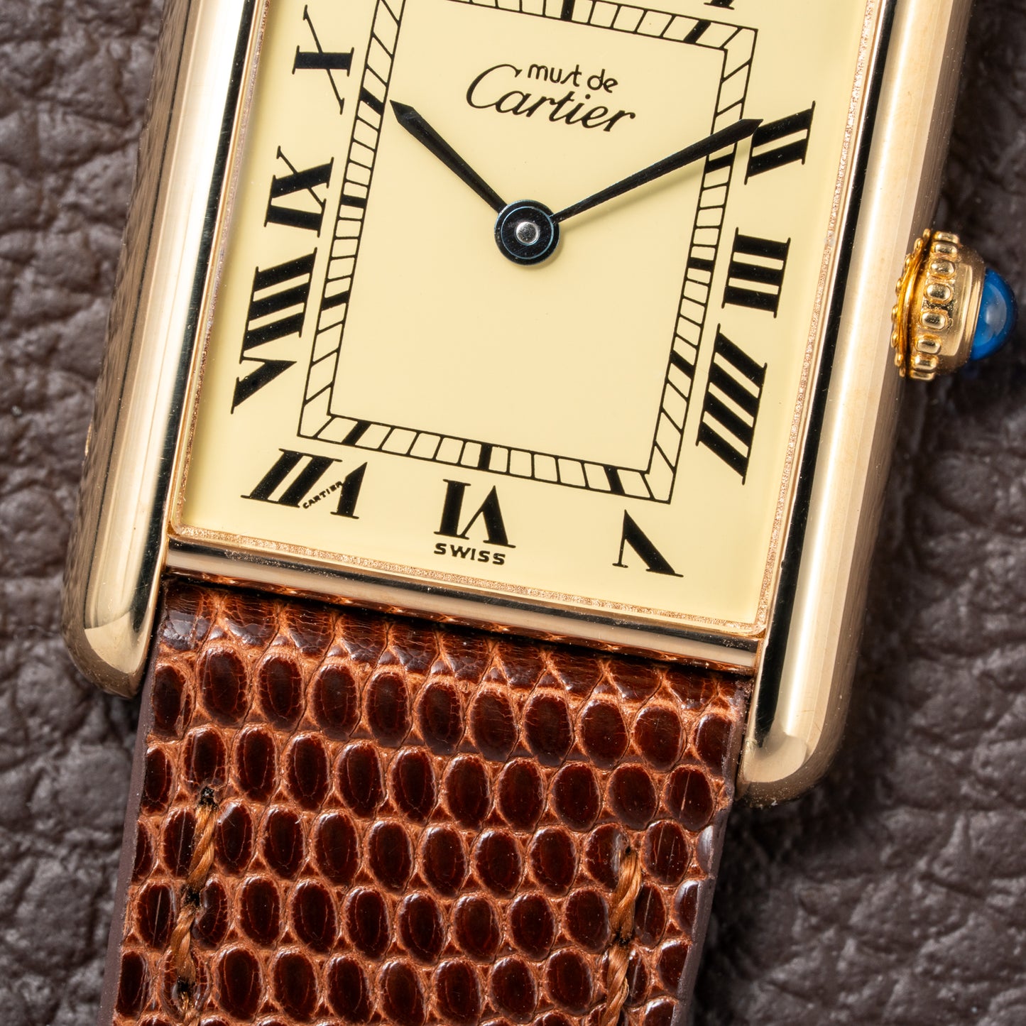 Cartier Tank Must de Vermeil Classic Roman Lemon Dial Ref 590005 from 1990s
