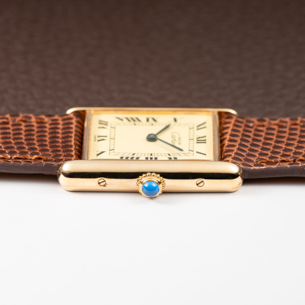 Cartier Tank Must de Vermeil Classic Roman Lemon Dial Ref 590005 from 1990s
