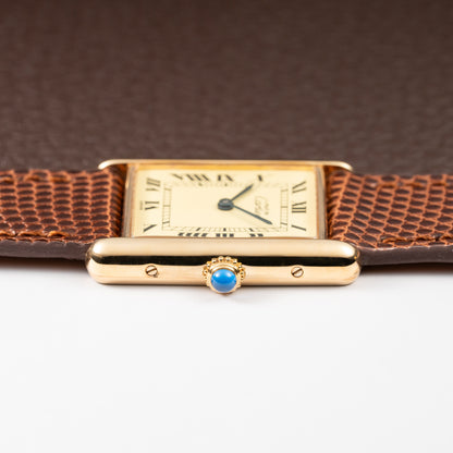 Cartier Tank Must de Vermeil Classic Roman Lemon Dial Ref 590005 from 1990s