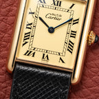 Cartier Tank Must de Vermeil Classic Roman Lemon Dial Ref 590005 from 1990s