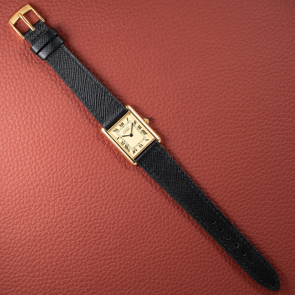 Cartier Tank Must de Vermeil Classic Roman Lemon Dial Ref 590005 from 1990s