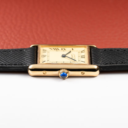 Cartier Tank Must de Vermeil Classic Roman Lemon Dial Ref 590005 from 1990s