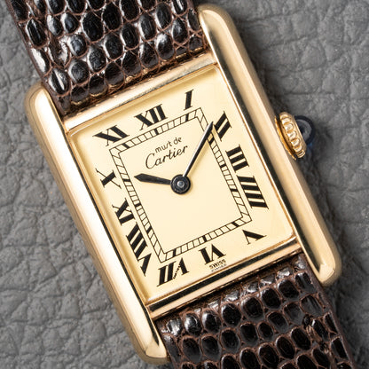 Cartier Tank Must de Vermeil Roman Lemon Dial PM from 1980s