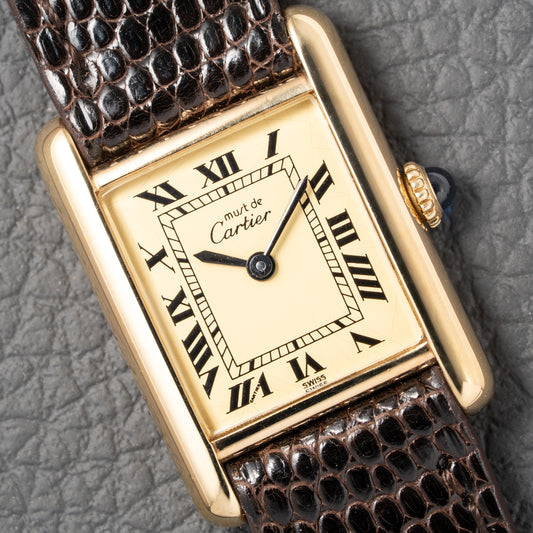 Cartier Tank Must de Vermeil Roman Lemon Dial PM from 1980s