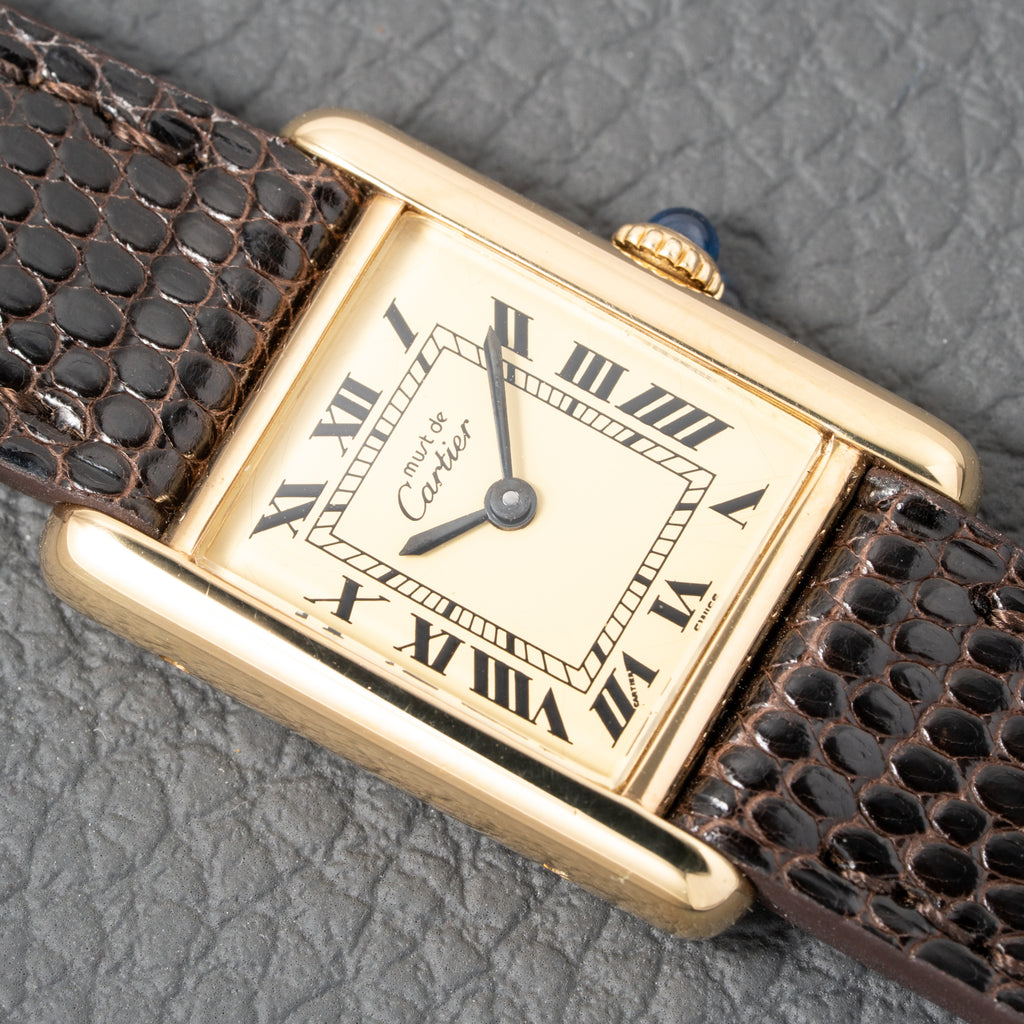 Cartier Tank Must de Vermeil Roman Lemon Dial PM from 1980s