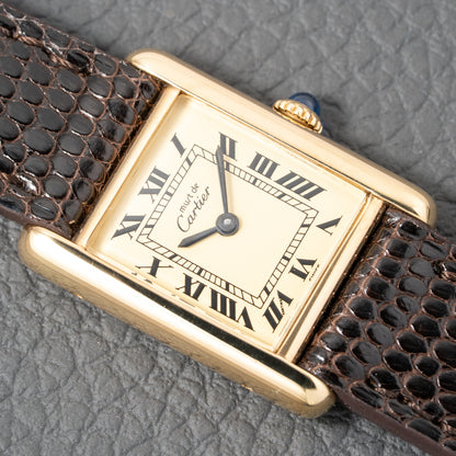 Cartier Tank Must de Vermeil Roman Lemon Dial PM from 1980s