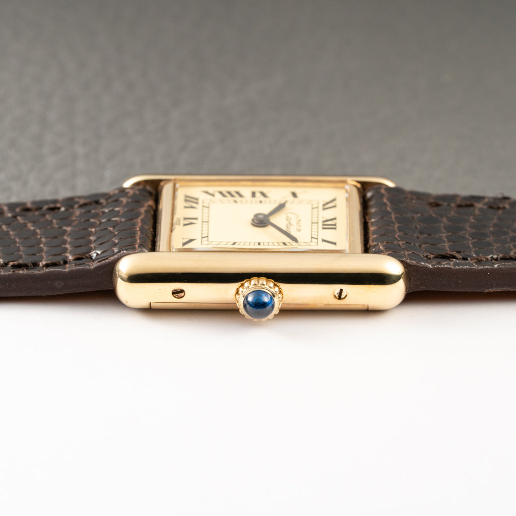 Cartier Tank Must de Vermeil Roman Lemon Dial PM from 1980s