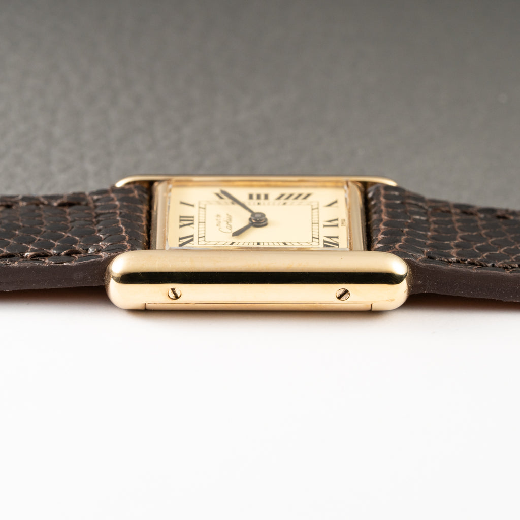 Cartier Tank Must de Vermeil Roman Lemon Dial PM from 1980s