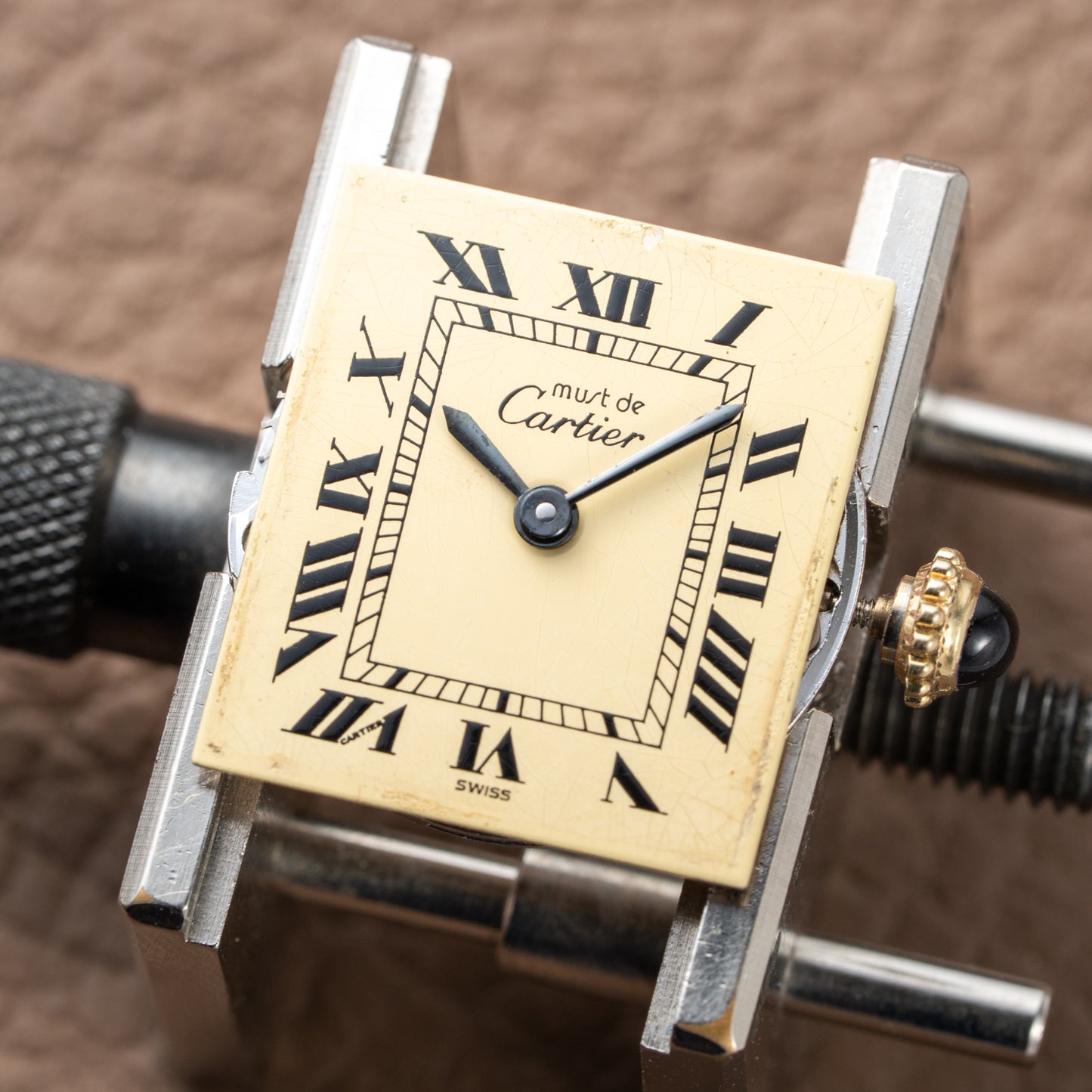 Cartier Tank Must de Roman Lemon Dial Vermeil PM 1980s