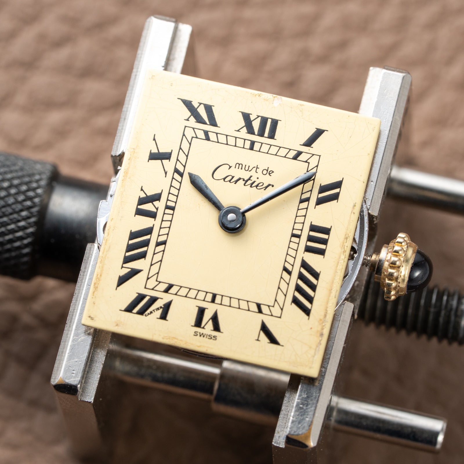 Cartier Tank Must de Roman Lemon Dial Vermeil PM 1980s
