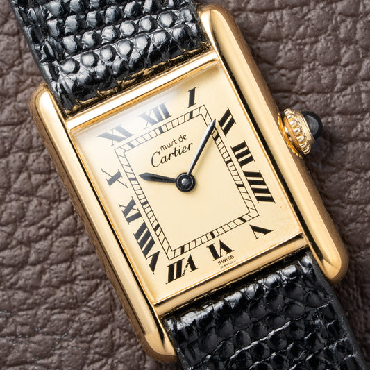 Cartier Tank Must de Roman Lemon Dial Vermeil PM 1980s