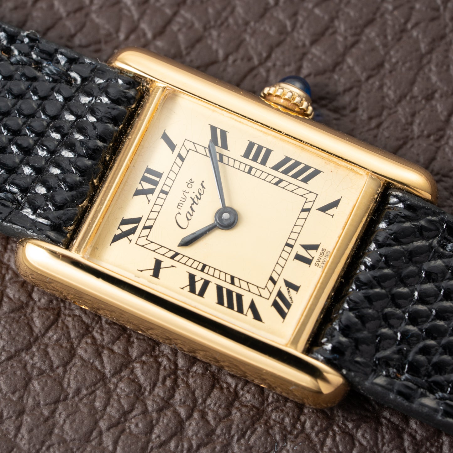 Cartier Tank Must de Roman Lemon Dial Vermeil PM 1980s
