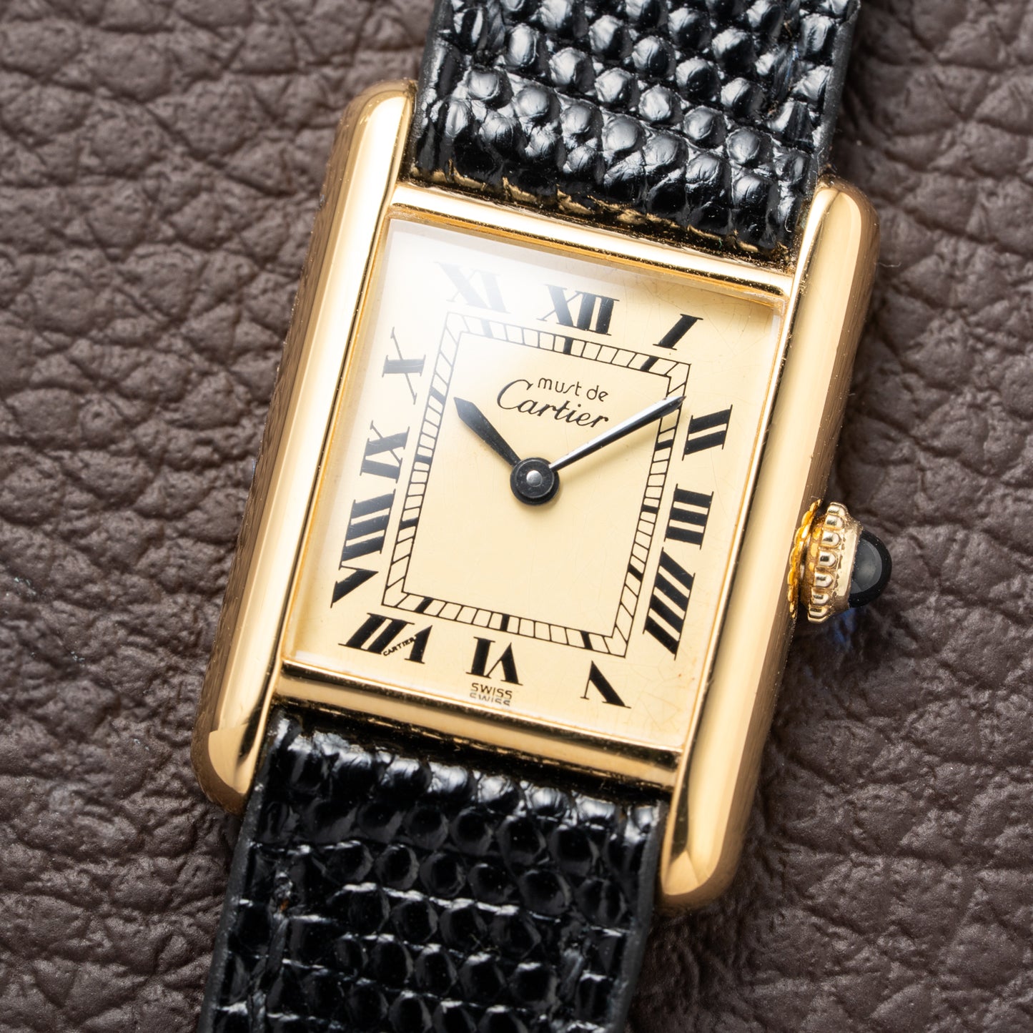 Cartier Tank Must de Roman Lemon Dial Vermeil PM 1980s