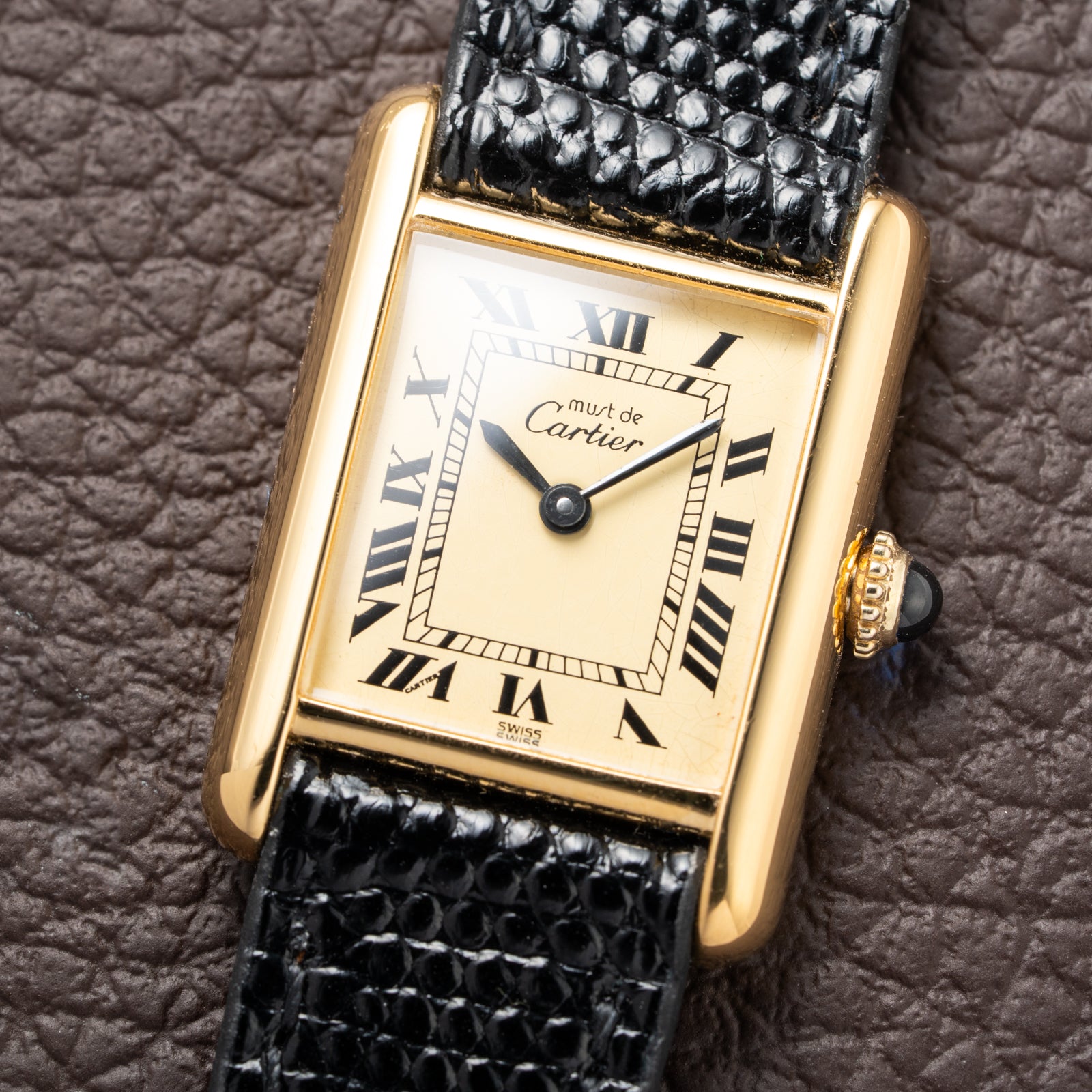 Cartier Tank Must de Roman Lemon Dial Vermeil PM 1980s