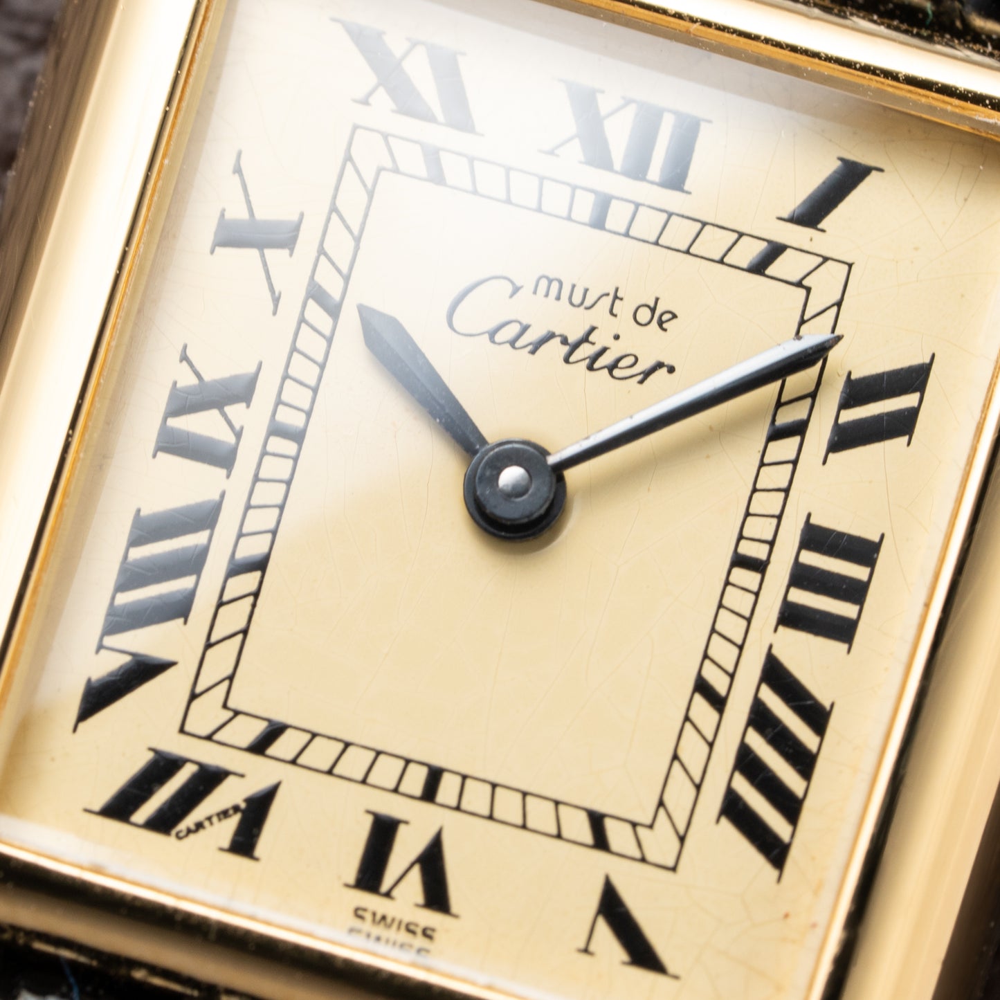 Cartier Tank Must de Roman Lemon Dial Vermeil PM 1980s