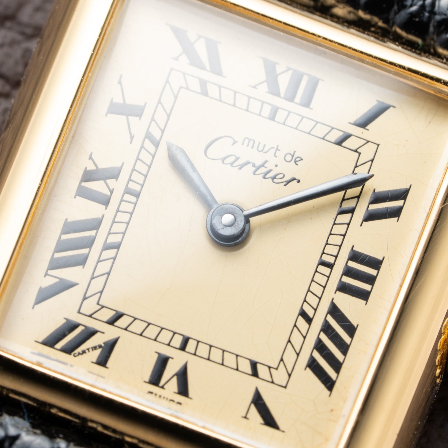 Cartier Tank Must de Roman Lemon Dial Vermeil PM 1980s