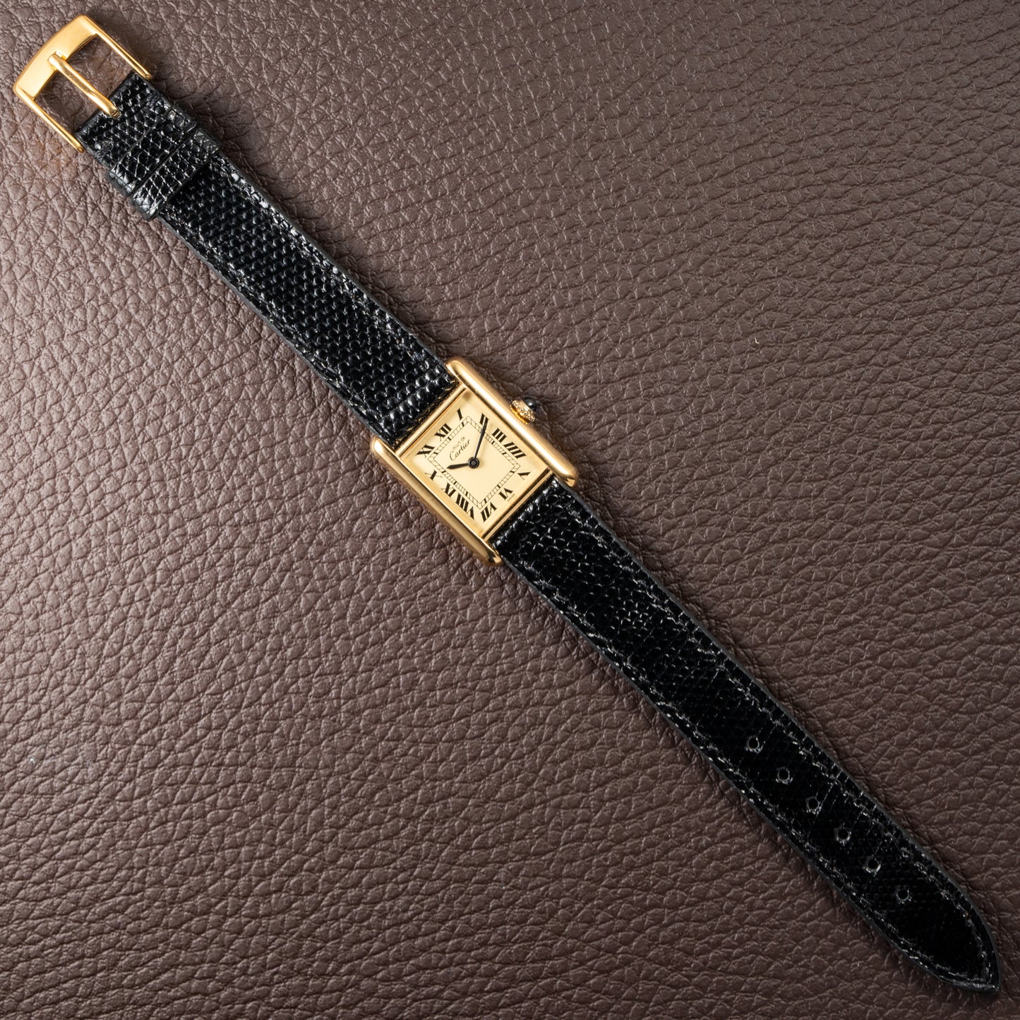 Cartier Tank Must de Roman Lemon Dial Vermeil PM 1980s