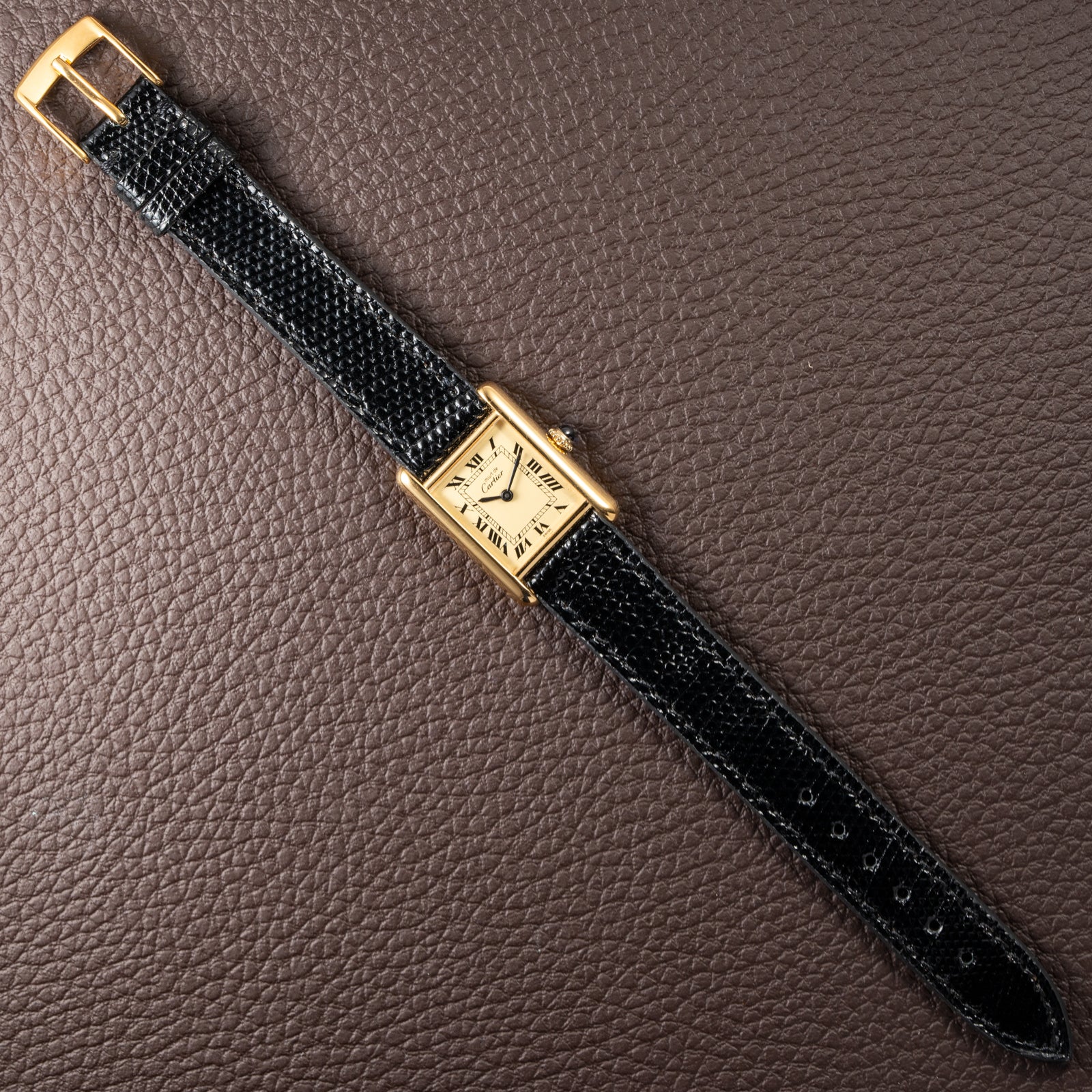 Cartier Tank Must de Roman Lemon Dial Vermeil PM 1980s