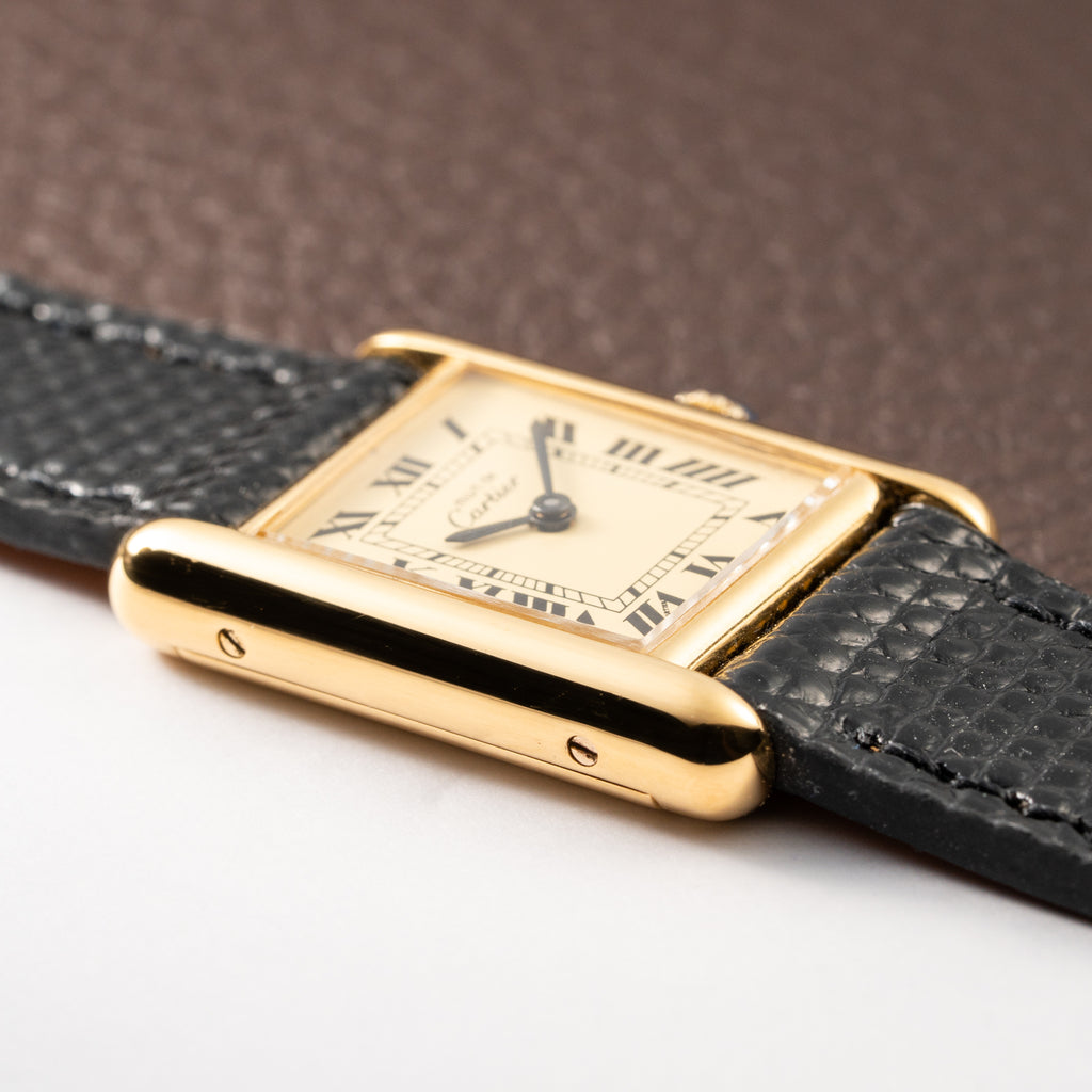 Cartier Tank Must de Roman Lemon Dial Vermeil PM 1980s