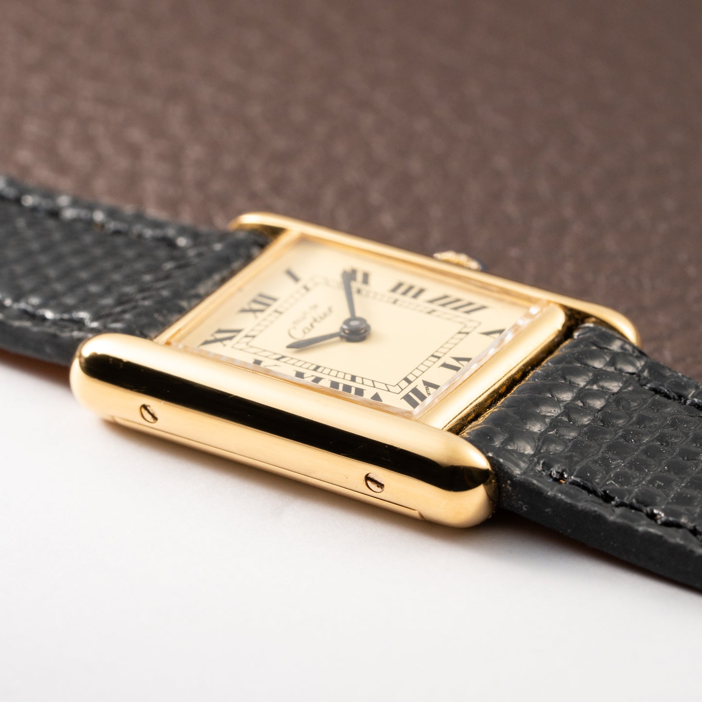 Cartier Tank Must de Roman Lemon Dial Vermeil PM 1980s