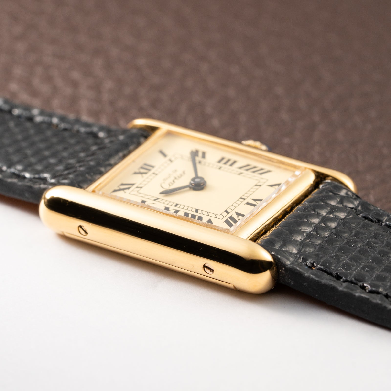 Cartier Tank Must de Roman Lemon Dial Vermeil PM 1980s