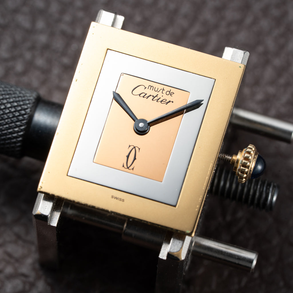 Cartier Tank Must de “Trinity” Mirror Dial GM Vermeil Full Set from 1981