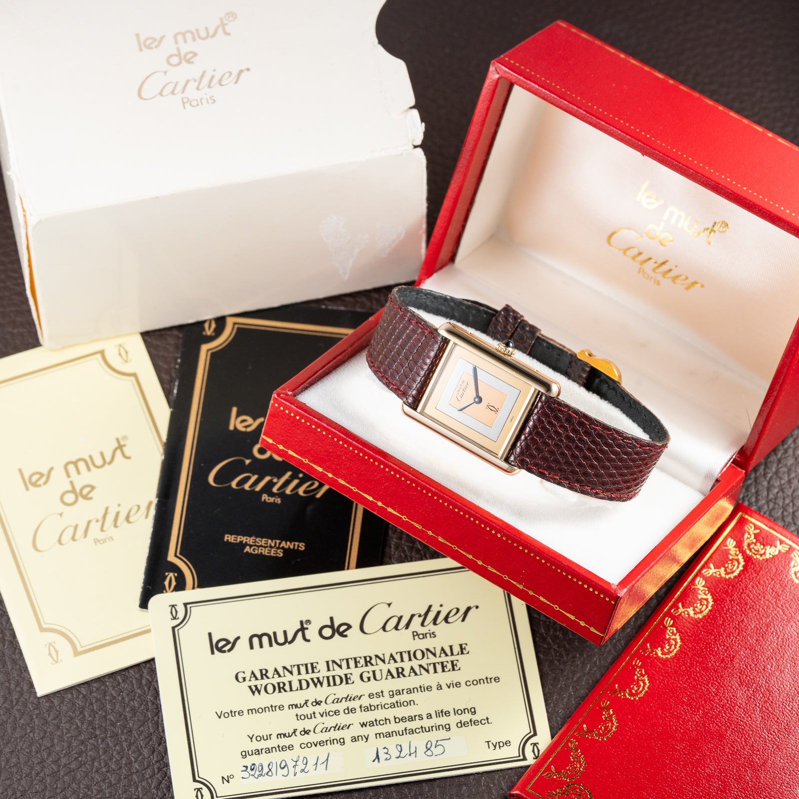 Cartier Tank Must de “Trinity” Mirror Dial GM Vermeil Full Set from 1981
